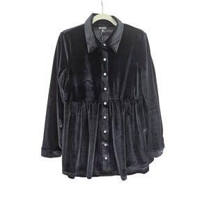 Coco + Carmen‎ Velvet Babydoll Womens Blouse Size S/M Black Whimsigoth Witchy